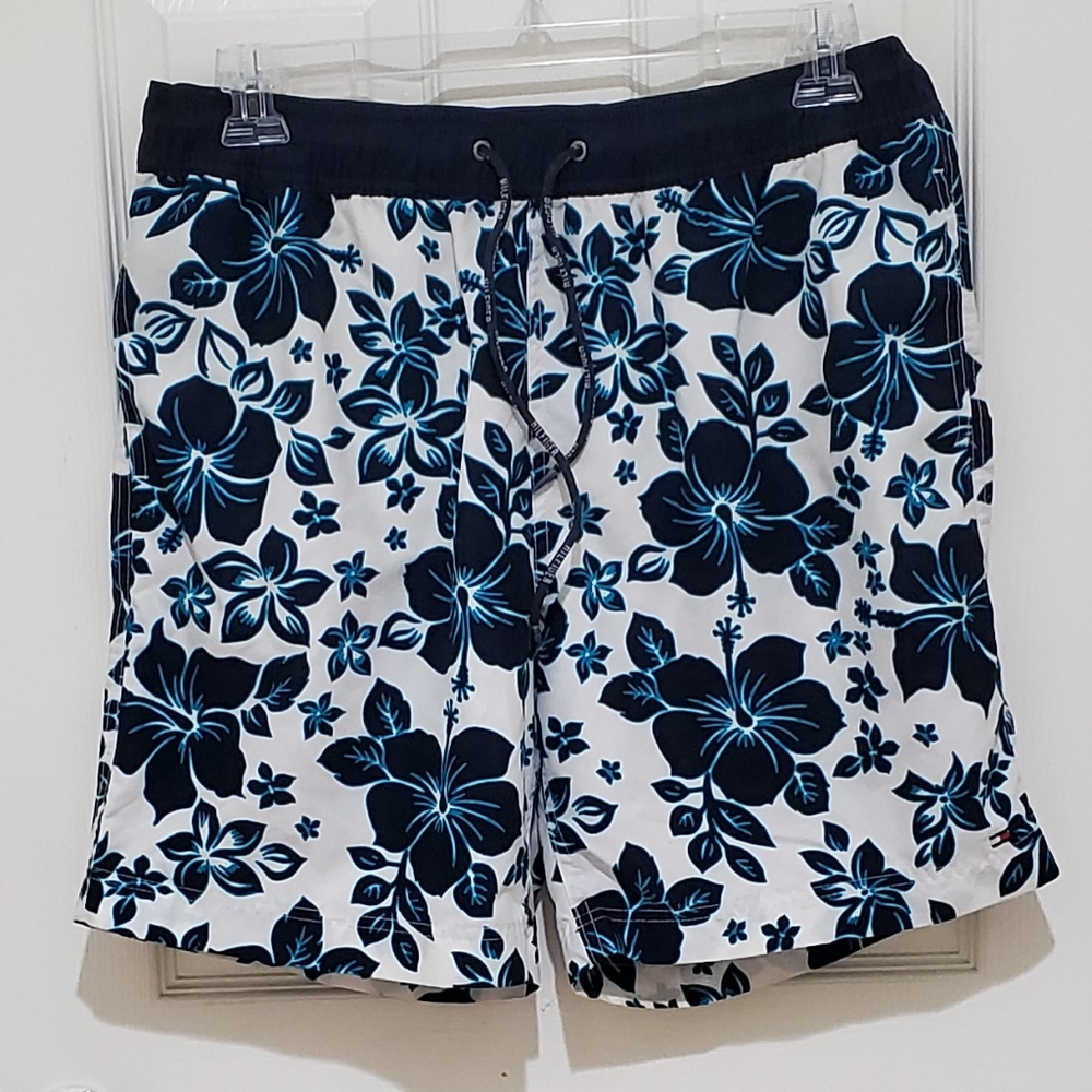 Tommy Hilfiger Blue Hawaiian Floral Swim Trunks